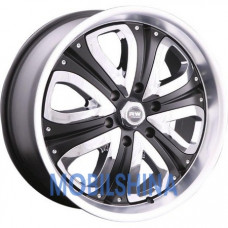 R20 8.5 6/139.7 110.5 ET15 Racing wheels H-383 Матовый черный с хромированными пластмассовыми вставками в окна диска + полиров. обод (литой)