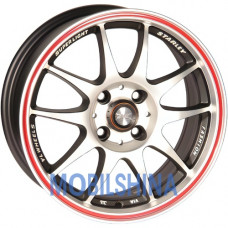 R13 5.5 4/98 58.6 ET20 Zorat wheels 346 Чёрный полированный с красной полосой (литой)