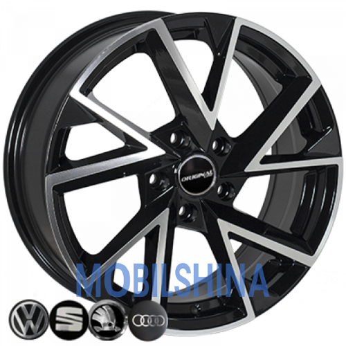 R17 7 5/114.3 67.1 ET45 Zorat wheels BK5804 Black polished (Черный с полированной лицевой частью) (литой)