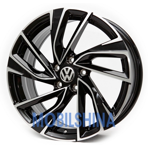 R17 7 5/112 57.1 ET45 Replica Volkswagen (R611) Черный с алмазной механической обработкой лицевой поверхности (литой)