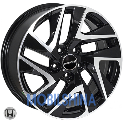 R17 7 5/114.3 64.1 ET45 Zorat wheels BK5025 Black polished (Черный с полированной лицевой частью) (литой)