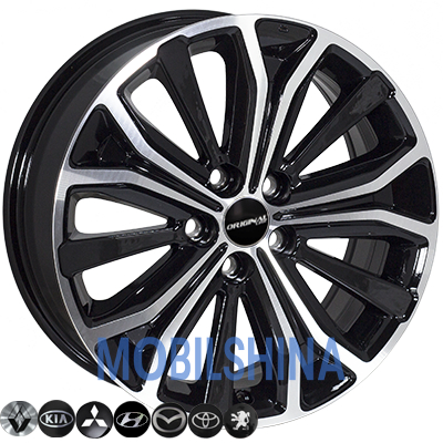 R17 7 5/114.3 67.1 ET46 Zorat wheels BK591 Black polished (Черный с полированной лицевой частью) (литой)