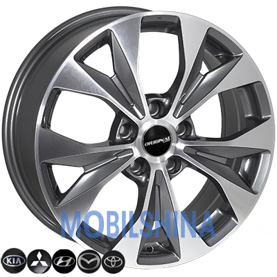 R17 7 5/114.3 67.1 ET45 Zorat wheels BK606 Grey Polished (Темно-серый с полированной лицевой частью) (литой)