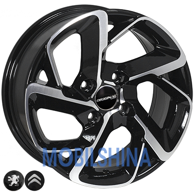 R15 6.5 4/108 65.1 ET25 Zorat wheels BK5714 Black polished (Черный с полированной лицевой частью) (литой)