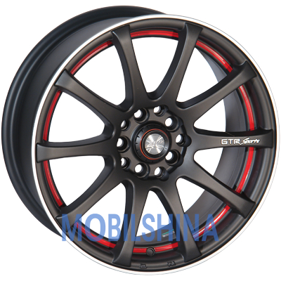 R14 6 4/98 58.6 ET25 Zorat wheels 355 черный матовый с полированным ободом и красной полосой внутри полки (литой)