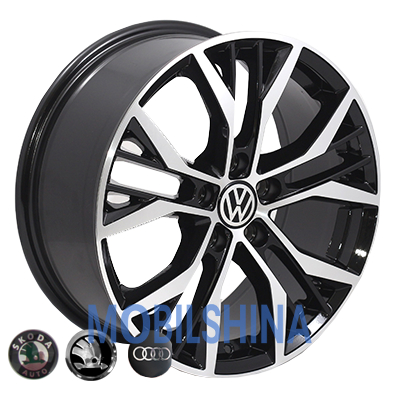 R17 7.5 5/112 57.1 ET45 Zorat wheels BK713 Black polished (Черный с полированной лицевой частью) (литой)