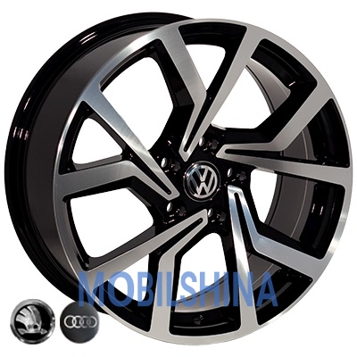 R19 8 5/112 57.1 ET45 Zorat wheels BK5125 Black polished (Черный с полированной лицевой частью) (литой)