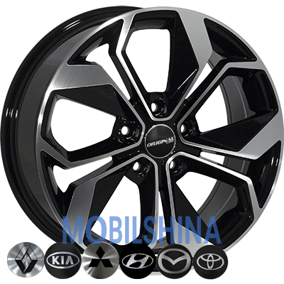 R17 7 5/114.3 67.1 ET45 Zorat wheels BK5168 Black polished (Черный с полированной лицевой частью) (литой)