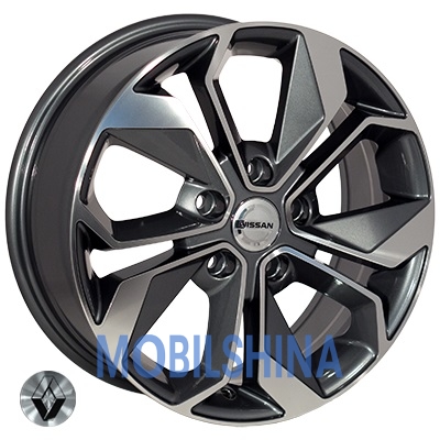 R16 6.5 5/114.3 66.1 ET45 Zorat wheels BK5168 Grey Polished (Темно-серый с полированной лицевой частью) (литой)