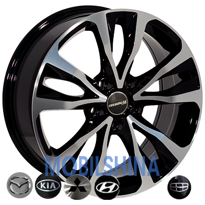 R16 6.5 5/114.3 67.1 ET45 Zorat wheels BK5212 Black polished (Черный с полированной лицевой частью) (литой)