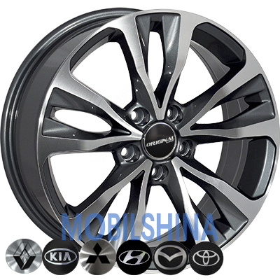 R17 7 5/114.3 67.1 ET45 Zorat wheels BK5212 Grey Polished (Темно-серый с полированной лицевой частью) (литой)