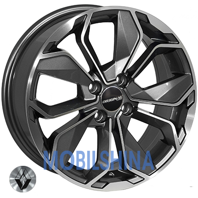 R16 6.5 4/100 60.1 ET38 Zorat wheels BK5296 Grey Polished (Темно-серый с полированной лицевой частью) (литой)